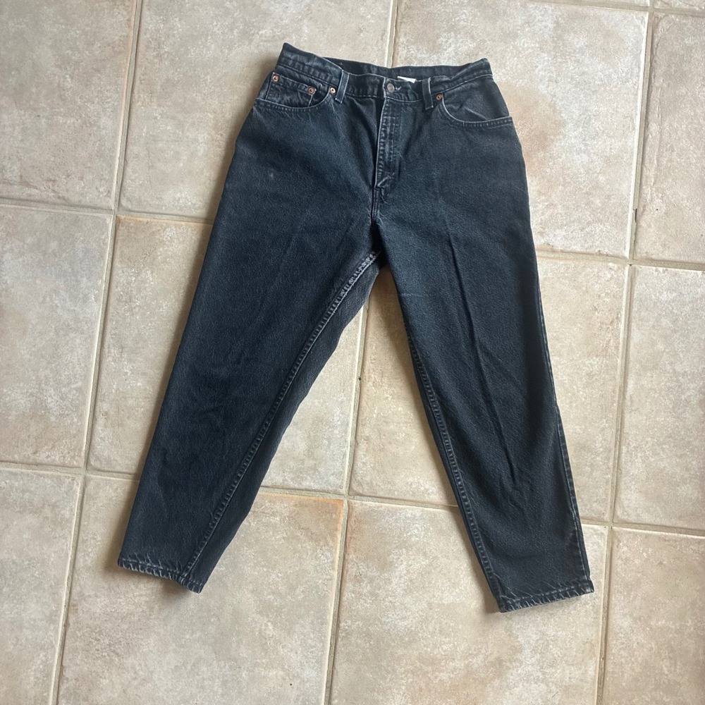 Vintage 90s USA Levis 551 Relaxed Fit Tapered Leg Jeans Womens 12 Petite Black